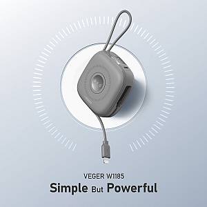 Veger W1185 - MagCore 3in1 - 10,000mAh PD Wireless Charging Powerbank for Apple iPhone, Watch & AirPods - Grey