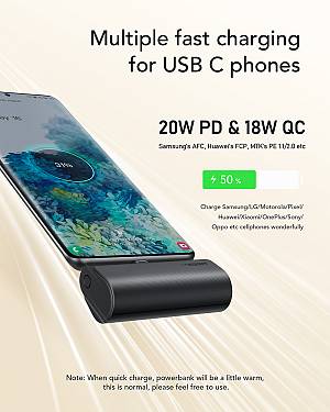Veger W0556 Power Bank 5000mAh 20W με Θύρα USB-C Power Delivery Μαύρο