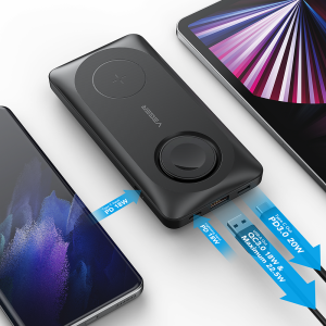 Veger W1156 All In One - MagMulti Wireless MagSafe Power Bank 10000mAh 15W with USB-A Port and USB-C Port Black