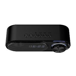 RECCI RSK-W41 -  Clock Wireless Speaker Double Alarm  Clock Function  Rotating Luminous Light - BLACK