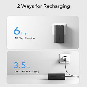 Vrurc W1146 Power Bank 10000mAh 20W με 2 Θύρες USB-A και Θύρα USB-C Power Delivery / Quick Charge 3.0 Μαύρο