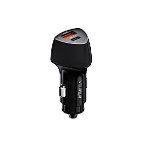 Veger CC50-1A1C Φορτιστής Αυτοκινήτου Fast Charge με Δυο Θύρες Υποδοχής 38W - BLACK