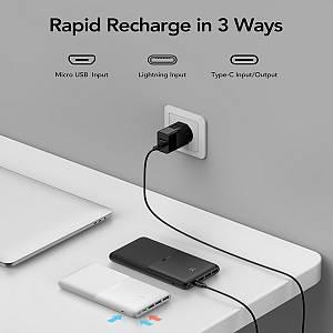 Veger S22 Power Bank 20000mAh 20W με 3 Θύρες USB-A και Θύρα USB-C Power Delivery / Quick Charge 3.0 Λευκό