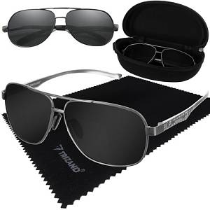 Γυαλιά ηλίου Trizand Πολωτικά (Polarized) UV 400. Πολυκαρβονικά με Εύκαμπτους Αποσβεστήρες Κραδασμών & Σκληρή Θήκη. Black Silver