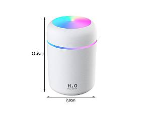Υγραντήρας υπερήχων αρωματοθεραπείας RGB. Λευκός & κομψός. 300ml.