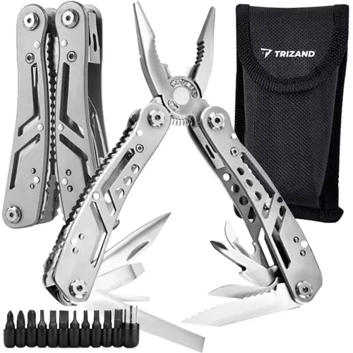 Πολυεργαλείο Trizand Multitool 13 σε 1 με Σετ 11 Μύτες & Θήκη. Ιδανικό για Εξωτερικές Δραστηριότητες & Καθημερινή Χρήση 15 x 16 x 2 cm