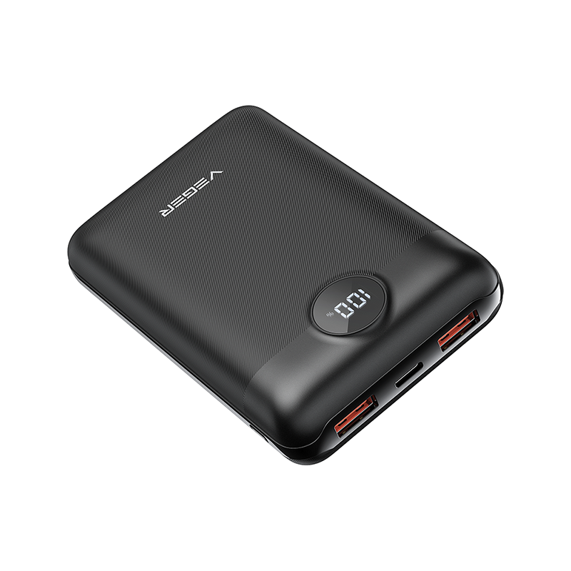Veger K2 - 20,000mAh 35W PD Digital Display Powerbank With Built In Non-MFI Lightning & USB-C Cable - Black