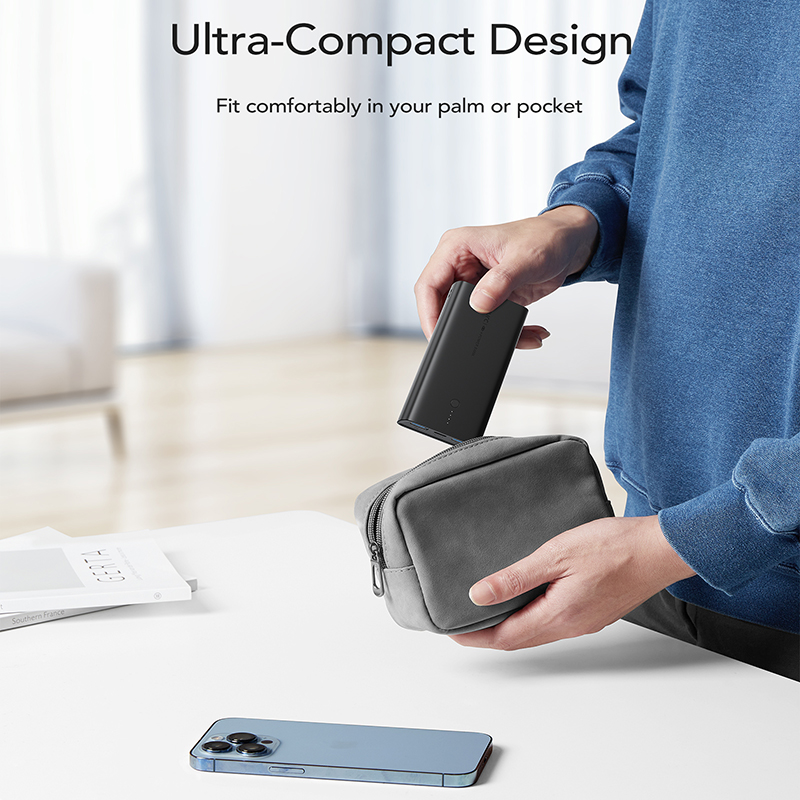 Vrurc W1146 Power Bank 10000mAh 20W με 2 Θύρες USB-A και Θύρα USB-C Power Delivery / Quick Charge 3.0 Μαύρο