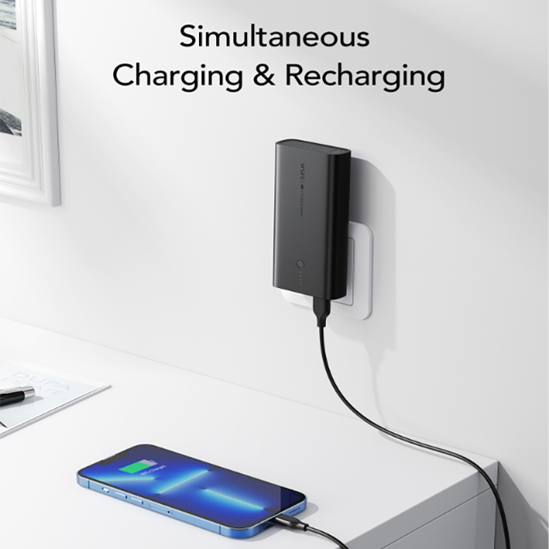 Vrurc W1146 Power Bank 10000mAh 20W με 2 Θύρες USB-A και Θύρα USB-C Power Delivery / Quick Charge 3.0 Μαύρο