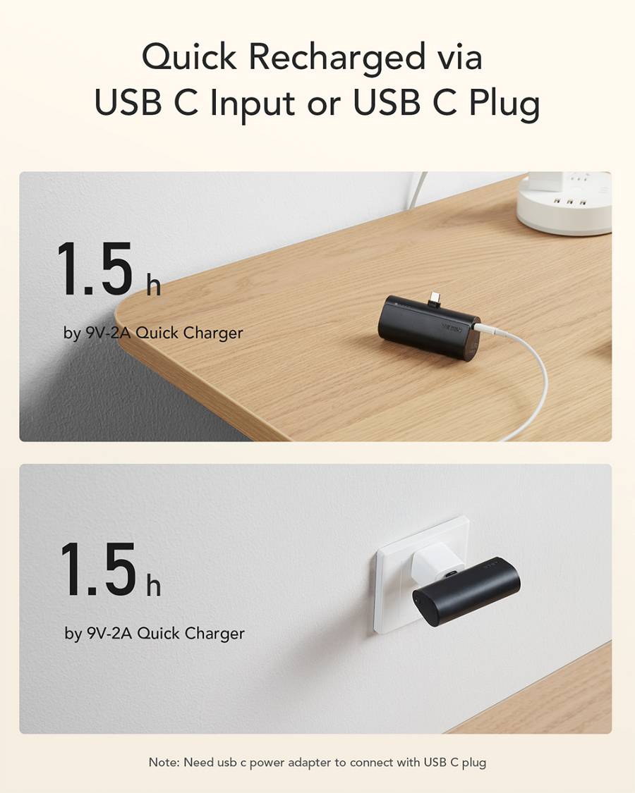 Veger W0556 Power Bank 5000mAh 20W με Θύρα USB-C Power Delivery Μαύρο