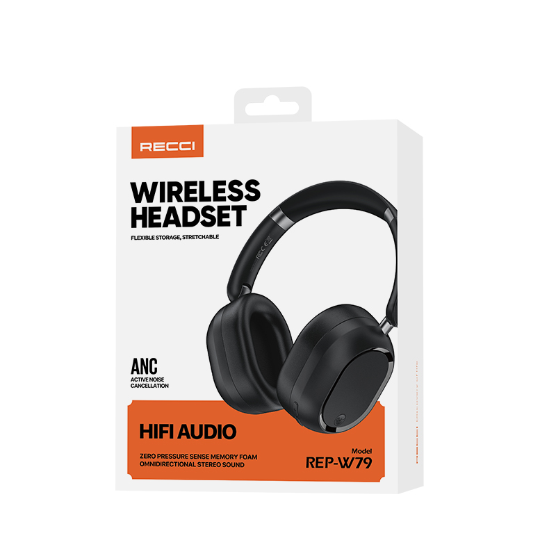 RECCI REP-W79 - ANC Noise Cancellation Wireless Headset - Black