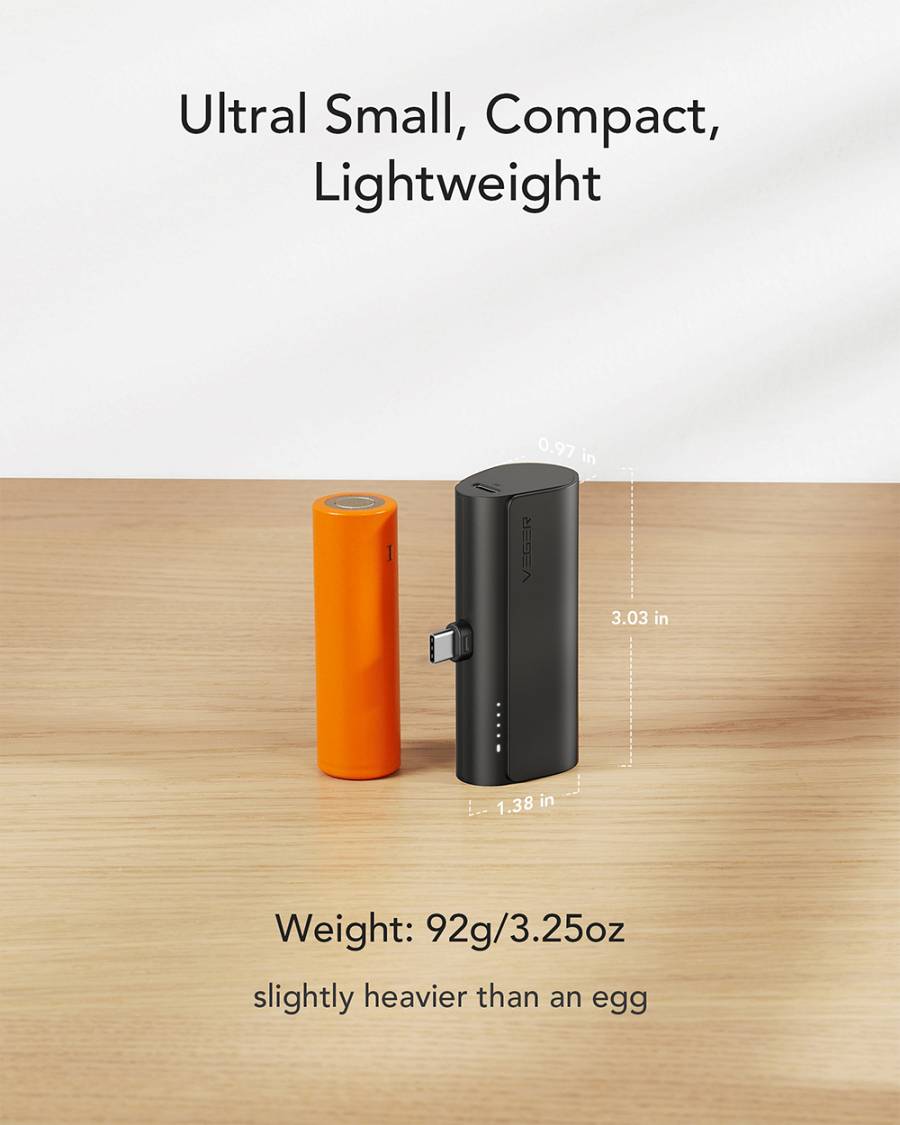 Veger W0556 Power Bank 5000mAh 20W με Θύρα USB-C Power Delivery Μαύρο