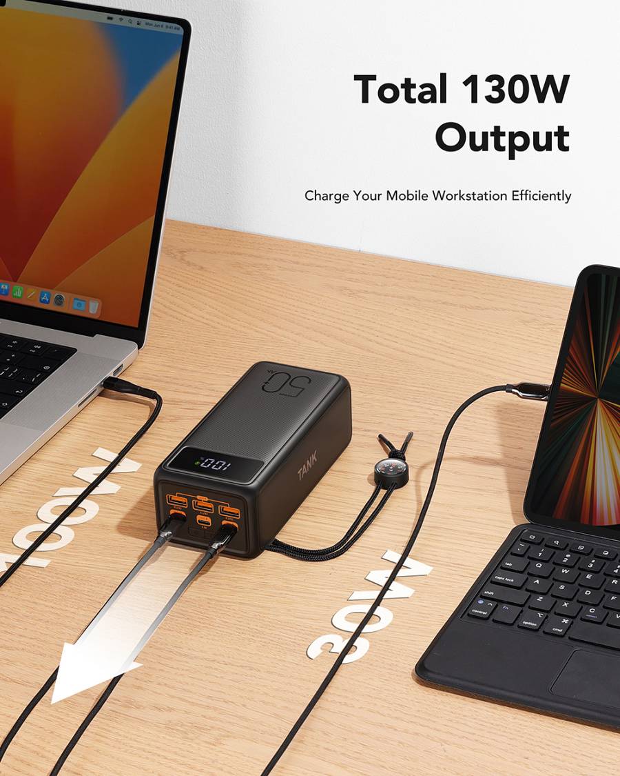 Veger W5001C Tank Boost Power Bank 56000mAh 100W with 3 USB-A Ports and 2 USB-C Ports Power Delivery Black