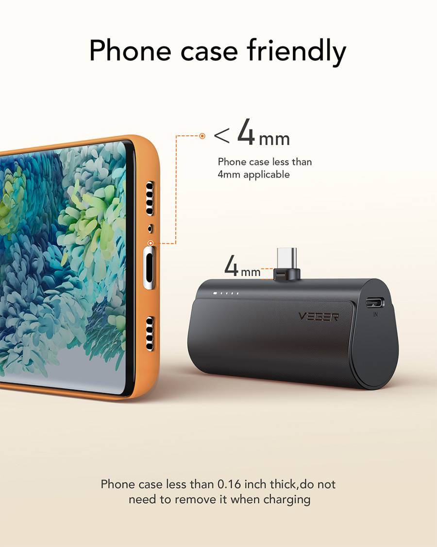 Veger W0556 Power Bank 5000mAh 20W με Θύρα USB-C Power Delivery Μαύρο
