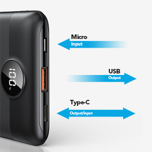 Veger S11 Power Bank 10000mAh 20W με Θύρα USB-A και Θύρα USB-C Quick Charge 3.0 / Power Delivery Μαύρο