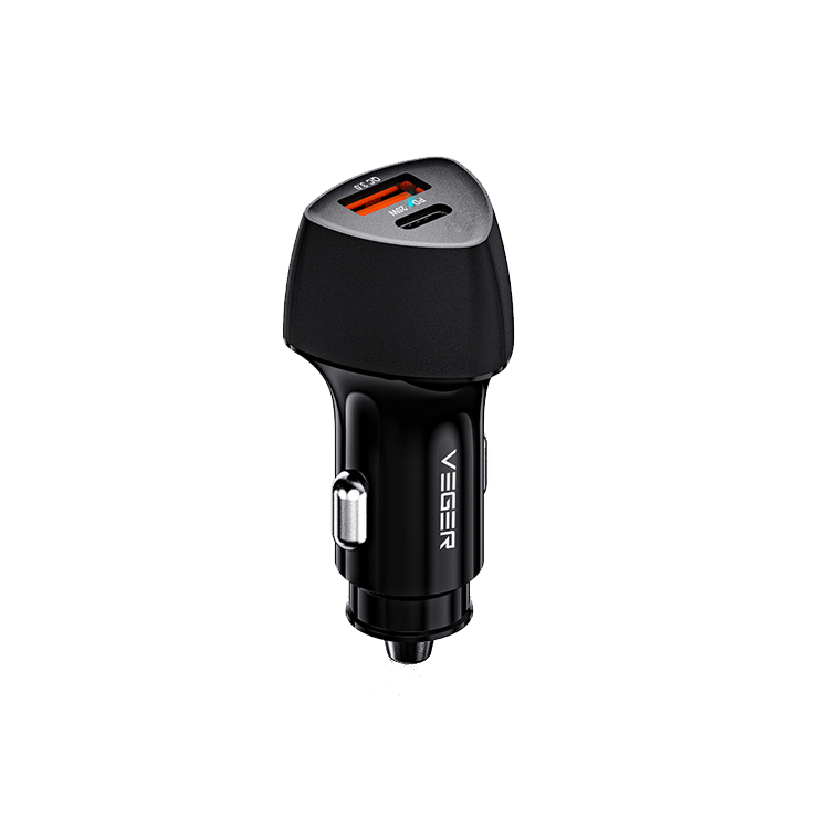Veger CC50-1A1C Φορτιστής Αυτοκινήτου Fast Charge με Δυο Θύρες Υποδοχής 38W - BLACK