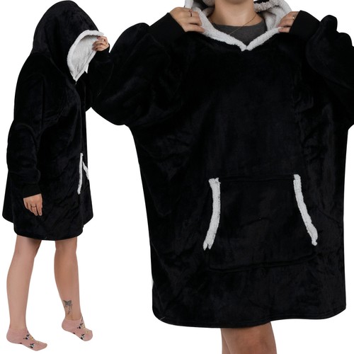Φούτερ - κουβέρτα XXL. Χουχουλιάρικο Fleece μαύρο Ruhhy 85 x 75 εκ.