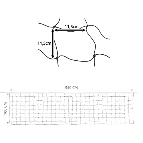 Δίχτυ Trizand για Βόλεϊ, Μπάντμιντον & Τένις 9.5 x 1m. Ενισχυμένη κατασκευή για υπαίθριες συνθήκες μαζί με θήκη