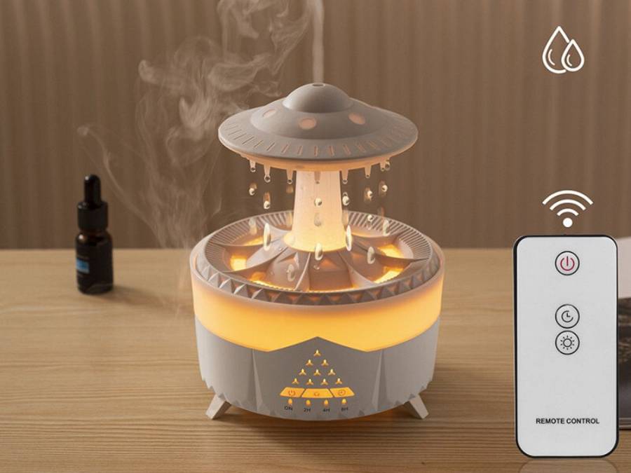 Αρωματικός υγραντήρας υπερήχων 350ml με LED λάμπα σε σχήμα UFO με τηλεχειριστήριο